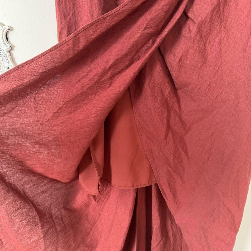 Joie Rust Tanika Twisted Front Wrap Slip Midi Dress M - Picture 8 of 10
